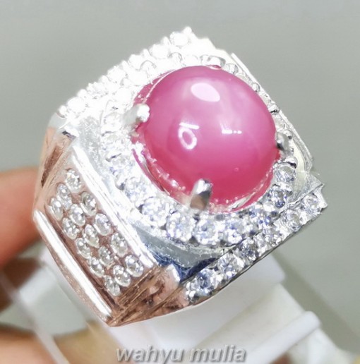 Batu Cincin Ruby Pink Milky Ring Perak Asli_1