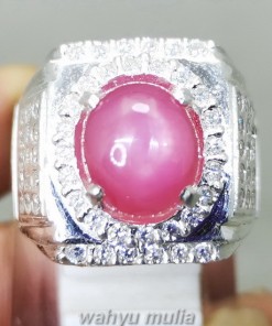 Batu Cincin Ruby Pink Milky Ring Perak Asli_2