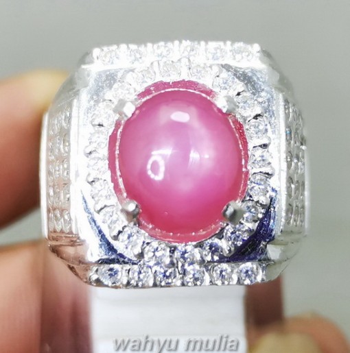 Batu Cincin Ruby Pink Milky Ring Perak Asli_2