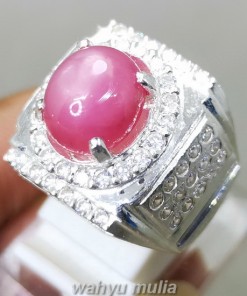 Batu Cincin Ruby Pink Milky Ring Perak Asli_3