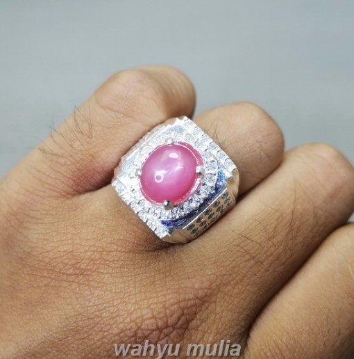 Batu Cincin Ruby Pink Milky Ring Perak Asli_5