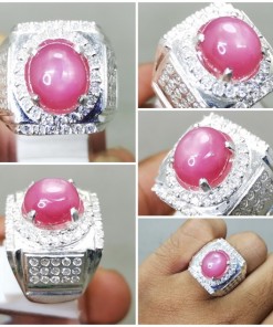 Batu Cincin Ruby Pink Milky Ring Perak Asli_6