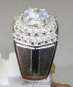 Batu Cincin White Safir Putih Bening Ceylon Ring Perak kristal berlian