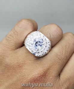 Batu Cincin White Safir Putih Bening Ceylon Ring Perak model wanita pria