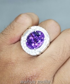 Batu Cincin kecubung Ungu Asli Ring perak kristal bening kalimantan