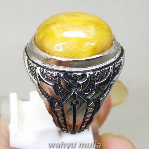 Batu Mani Gajah Kuning Kristal Asli Berkhasiat cincin pria wanita