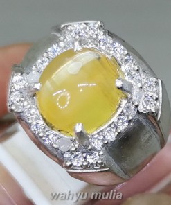 Batu Mata Kucing Kuning Opal Cat eye Ring Perak Asli berkhodam