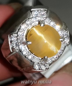 Batu Mata Kucing Kuning Opal Cat eye Ring Perak Asli bersertifikat
