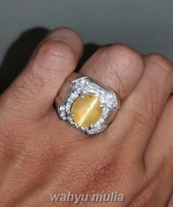 Batu Mata Kucing Kuning Opal Cat eye Ring Perak Asli cincin pria wanita
