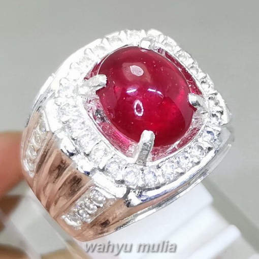Batu Natural Ruby Asli Ring Perak original bagus