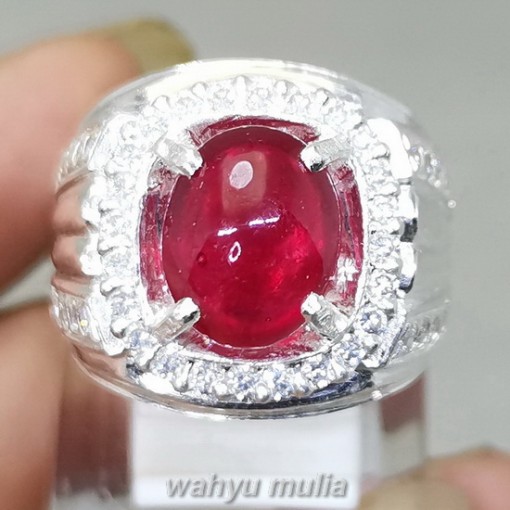 Batu Natural Ruby Asli Ring Perak original bersertifikat