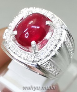 Batu Natural Ruby Asli Ring Perak original_ model pria wanita