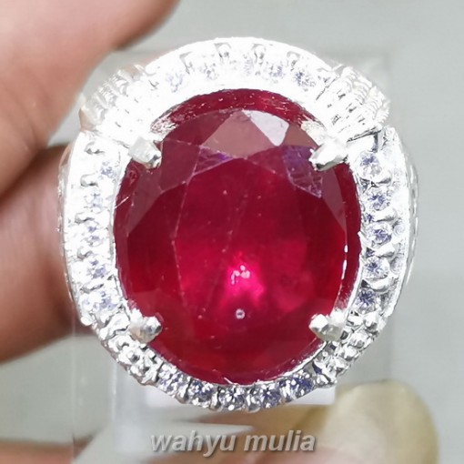 Batu Permata Ruby Merah darah kating Ring Perak kolektor item terbaik