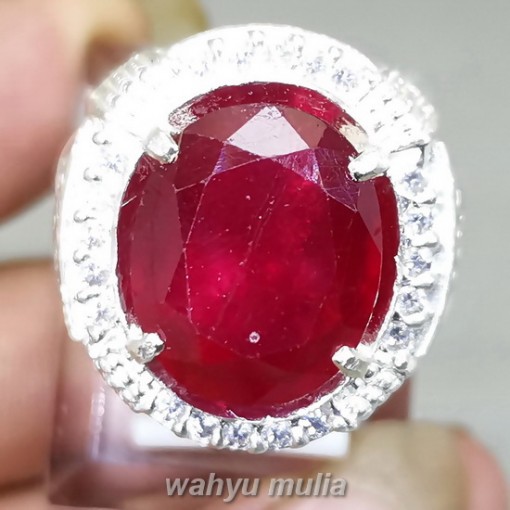 Batu Permata Ruby Merah darah kating Ring Perak termahal