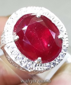 Batu Permata Ruby Merah darah kating Ring Perak yang bagus berkualitas