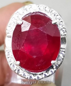 Batu Ruby Merah Cutting Besar Ring Perak Asli berkualitas bagus