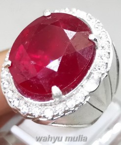Batu Ruby Merah Cutting Besar Ring Perak Asli terbaik cewek cowok birma