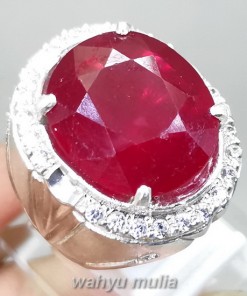 Batu Ruby Merah Cutting Besar Ring Perak original