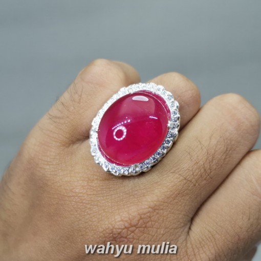 Batu Ruby Merah Delima Jumbo Bagus Ring Perak original asli berkhodam berkhasiat