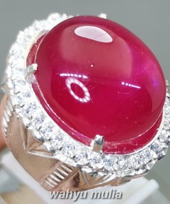Batu Ruby Merah Delima Jumbo Bagus Ring Perak original asli bermemo