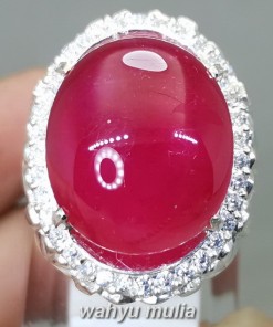 Batu Ruby Merah Delima Jumbo Bagus Ring Perak original asli bersertifikat
