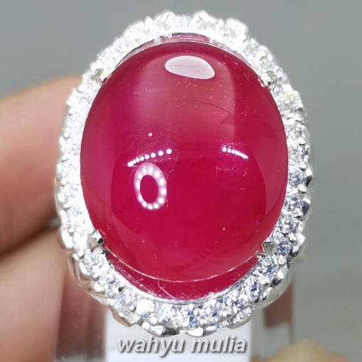 Batu Ruby Merah Delima Jumbo Bagus Ring Perak original asli bersertifikat