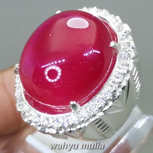 Batu Ruby Merah Delima Jumbo Bagus Ring Perak original asli harga murah