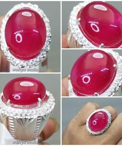 Batu Ruby Merah Delima Jumbo Bagus Ring Perak original asli_6