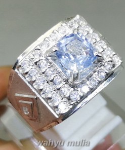 Batu cincin Blue Safir Ceylon Srilangka Ring Perak Asli bersertifikat