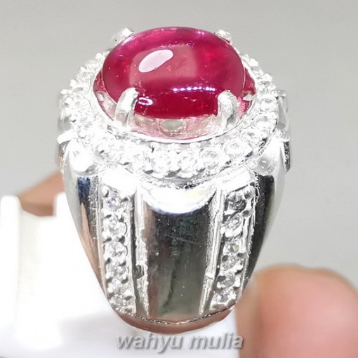 Batu cincin Ruby Asli Merah Delima Ring Perak madagaskar