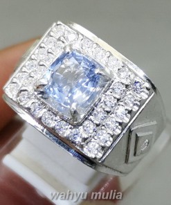 Batu natural Blue Safir Ceylon Srilangka Ring Perak Asli berkualitas terbaik