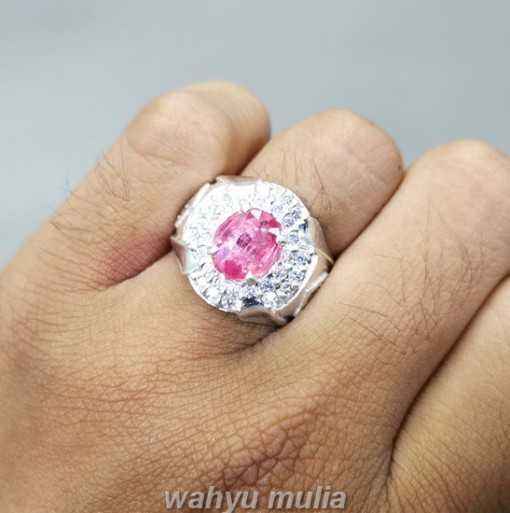 Cincin Batu Asli Pink Safir Natural Ring perak berkhasiat ceylon