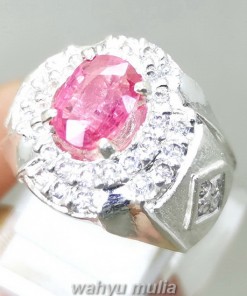 Cincin Batu Asli Pink Safir Natural Ring perak bersertifikat