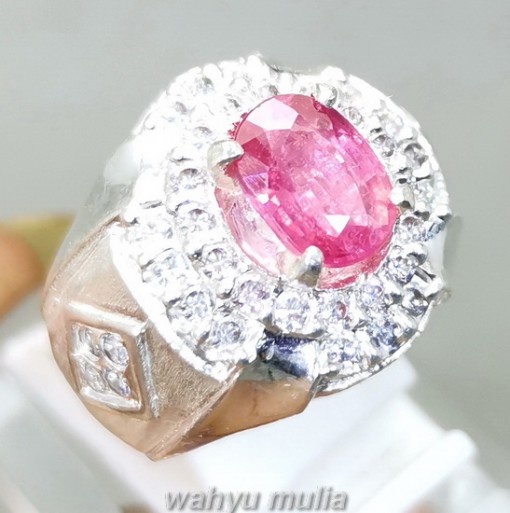 Cincin Batu Asli Pink Safir Natural Ring perak srilangka