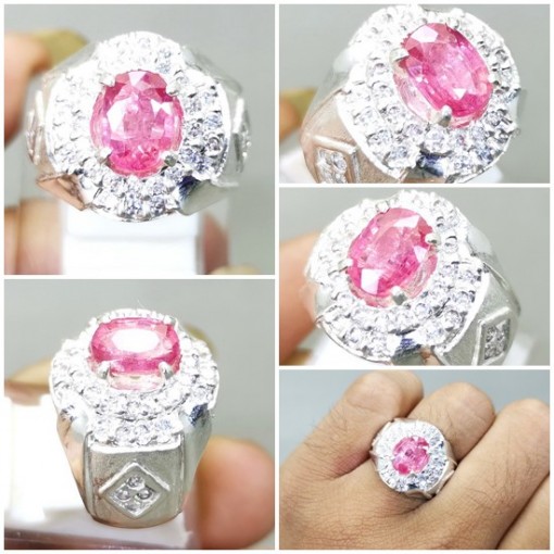 Cincin Batu Asli Pink Safir Natural Ring perak_6