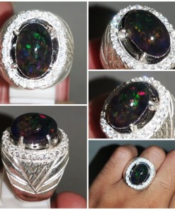 Cincin Batu Black Opal Kalimaya Ring Perak Asli_6