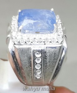 Cincin Batu Blue Safir Kotak Srilangka Ring Perak Asli termahal terbaik