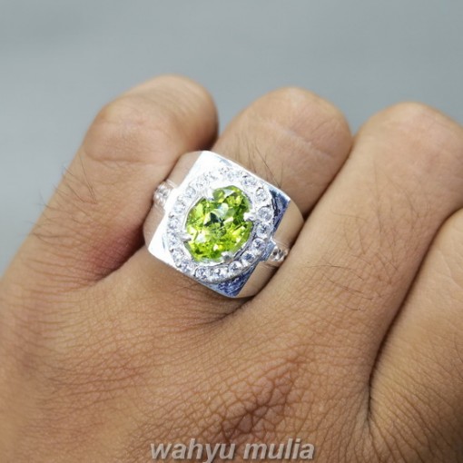 Cincin Batu Natural Green Peridot Asli untuk cewek cowok