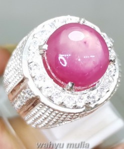 Cincin Batu Permata Ruby Pink Ring Perak Asli _1