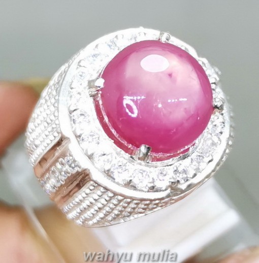 Cincin Batu Permata Ruby Pink Ring Perak Asli _1