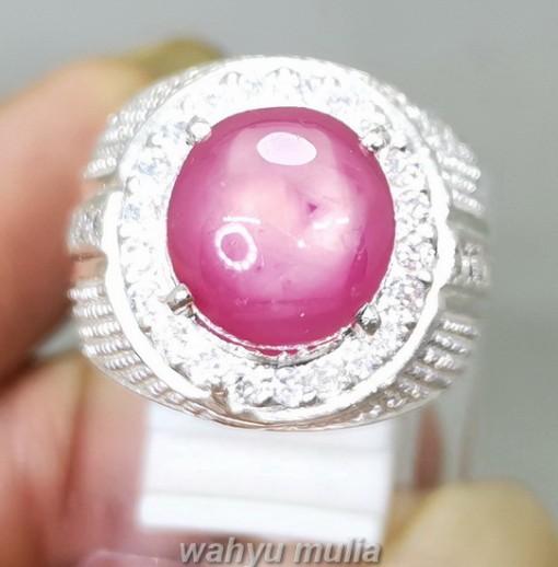 Cincin Batu Permata Ruby Pink Ring Perak Asli _2