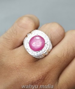Cincin Batu Permata Ruby Pink Ring Perak Asli _5