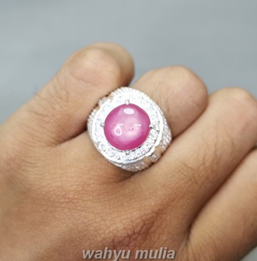Cincin Batu Permata Ruby Pink Ring Perak Asli _5