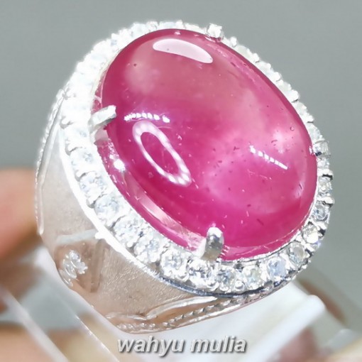 Cincin Batu Ruby Pink Merah Muda Ring Perak Asli birma srilangka