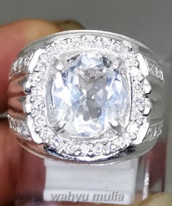 Cincin Batu Topaz Putih Bening Kristal Ring Perak original