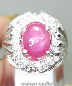 Natural Batu Ruby Pink Ring Perak Asli bersertifikat