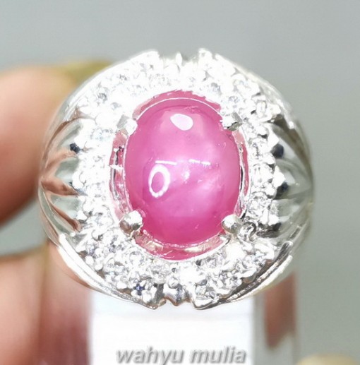 Natural Batu Ruby Pink Ring Perak Asli bersertifikat