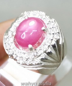 Natural Batu Ruby Pink Ring Perak Asli cincin cewek cowok