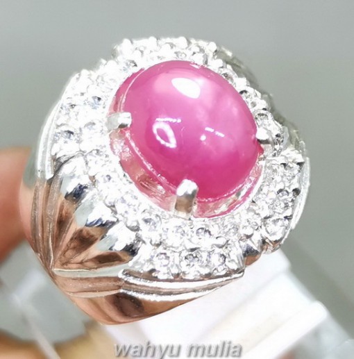 Natural Batu Ruby Pink Ring Perak Asli original