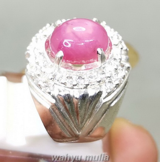 Natural Batu Ruby Pink Ring Perak Asli pria wanita